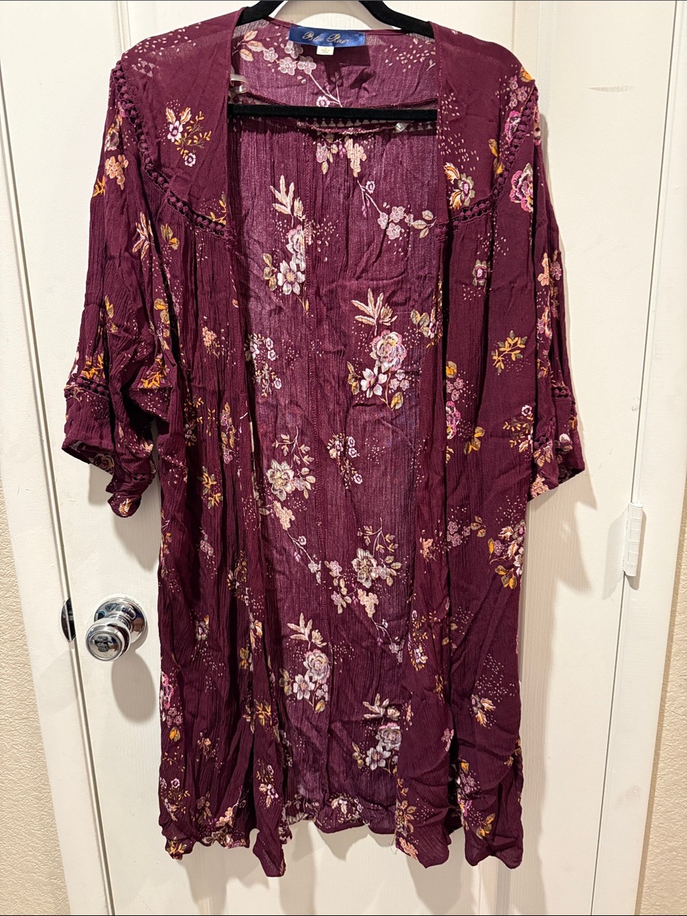 Blue Rain Plum Floral Kimono Robe